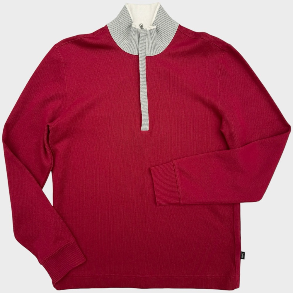Hugo Boss Zip Neck Sweater Red Size M